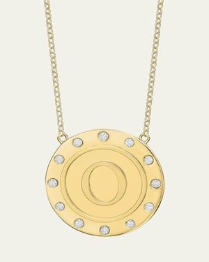 Tracee Nichols 14K Initial Token Necklace With Diamonds - Metallic