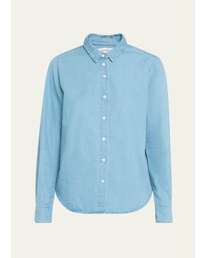 SPRWMN Chambray Fitted Button-Front Shirt - Blue
