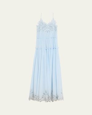 Ulla Johnson Filippa Embroidered Silk Gown - Blue