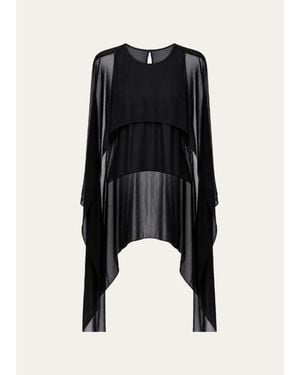 Toccin Deia Chiffon Cape Top - Black