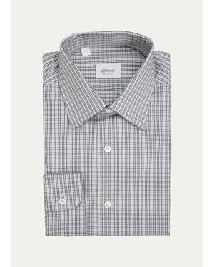 Brioni Check Cotton Dress Shirt - Gray