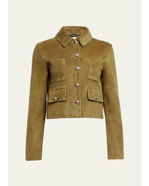 Altuzarra Astley Single-Breasted Suede Jacket - Green