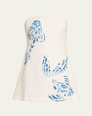 Shani Elowen Linen Mini Dress - Blue