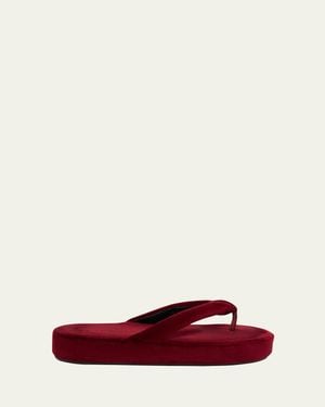 Balenciaga Jet Lag Stretch Velvet Platform Thong Sandals - Red