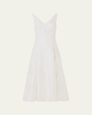 Akris Lacquered Sea Faille Sleeveless Midi Dress - White
