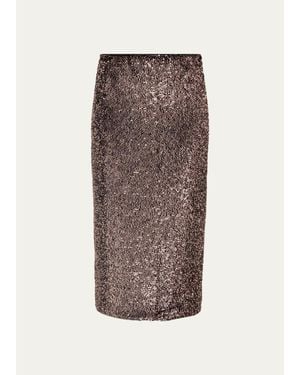 Veronica Beard Koa Long Embellished Midi Skirt - Brown
