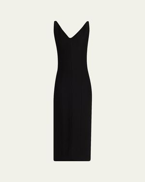 Adam Lippes Willa Sleeveless Silk Wool Midi Dress - Black