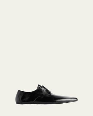 Balenciaga Hyperflat Leather Square-Toe Derby Shoes - White