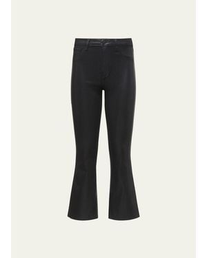 L'Agence Kendra High-Rise Coated Crop Flare Jeans - Black