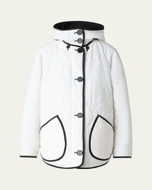 Akris Punto Reversible Techno Dot Quilted Jacket With Hood - White