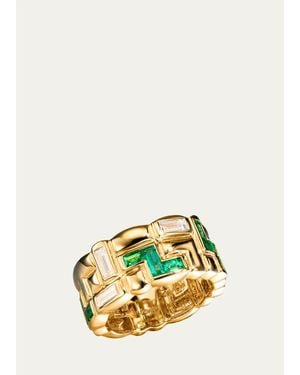Boochier 18K Half Emerald And Diamond Arcade Icon Ring - Metallic