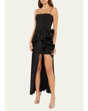 Cinq À Sept Drina Sleeveless Satin Wrap Gown - Black