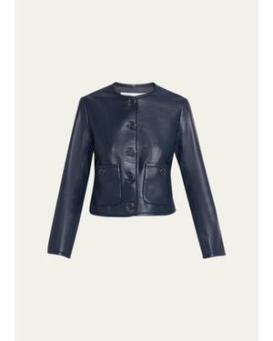 Veronica Beard Andrea Leather Jacket - Blue