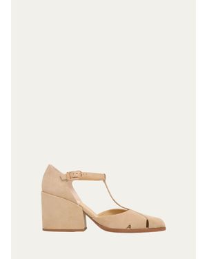 Gabriela Hearst 80Mm Hawes Suede T-Strap Sandals - Natural