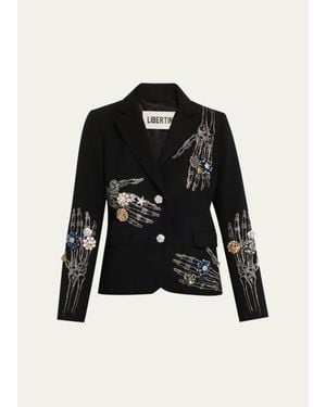 Libertine Buried Treasure Embellished Single-Breasted Short Blazer - Black