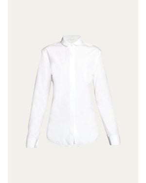 The Row Lapina Cotton Poplin Slim Button-Down Shirt - White