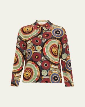 Alice + Olivia Hands Of Time Willa Placket Top - Multicolor