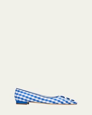 Manolo Blahnik Alexa Gingham Flat Pumps - Blue