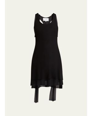 Setchu Layered Sheer Mini Tank Dress - Black