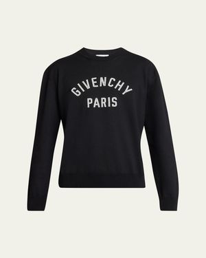 Givenchy Embroidered Logo Cotton Crewneck Sweater - Blue