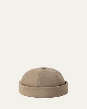 Loro Piana Sasha Linen Beanie Hat With Leather Strap - Natural