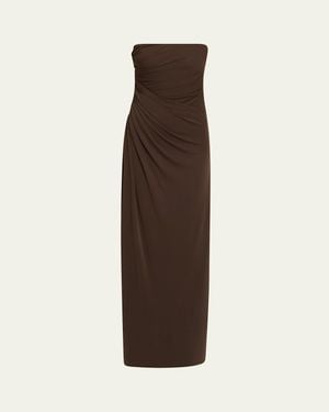 Halston Patrice Strapless Draped Matte Jersey Gown - Natural