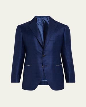Cesare Attolini Windowpane Sport Coat - Blue