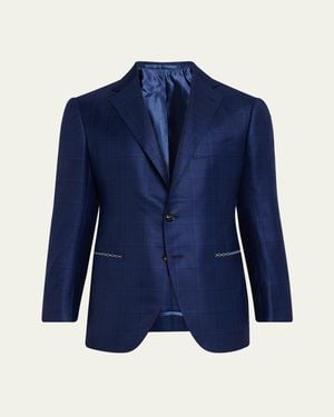 Cesare Attolini Windowpane Sport Coat - Blue