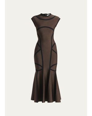 McQueen Geometric Trumpet Midi Dress - Multicolor
