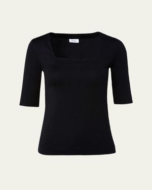 Akris Punto Square-Neck Jersey Top - Black