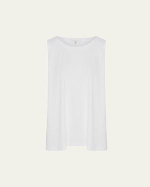 Eskandar A-Line Round-Neck Long Shell Top - White