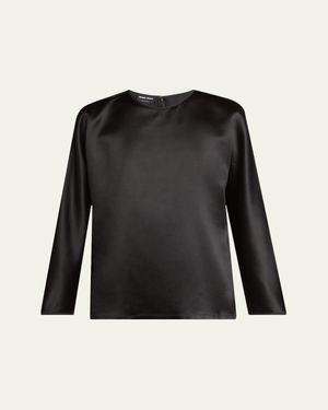 Giorgio Armani Silk Blouse With Tonal Piping - Black