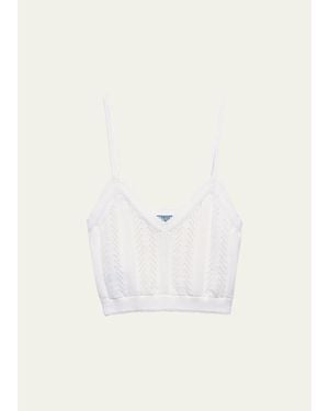 Prada Crop Cotton Tank Top - Natural