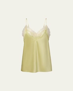 Veronica Beard Johanan Lace-Trim Silk Camisole - Yellow