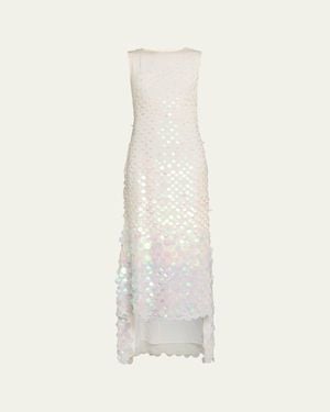 Christopher John Rogers Embellished Silk High-Low Dress - White
