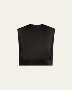 Heirlome Athena Satin Sleeveless Cape Top - Black