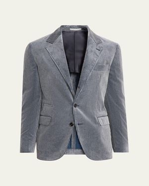 Brunello Cucinelli Cotton And Cashmere Corduroy Single-Breasted Sport Coat - Blue