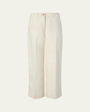 Attersee Silk-Linen Wide-Leg Utility Pants - White