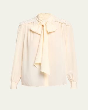 Chloé Organic Silk Crepe De Chine Blouse - Natural