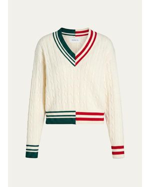 SER.O.YA Iona Colorblock Cable-Knit Sweater - White
