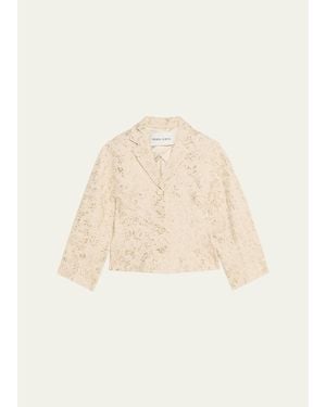 Prabal Gurung Metallic Floral Jacquard Sculpted Jacket - Natural