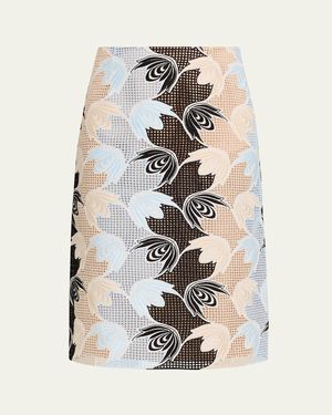 Marni Floral Embroidered Midi Skirt - White