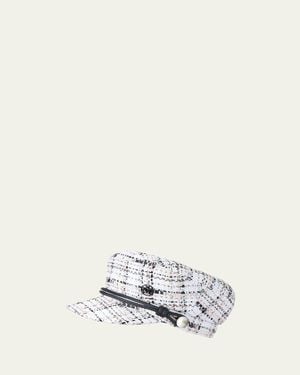 Maison Michel New Abbey Tweed Newsboy Cap - White