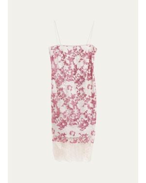 Costarellos Biona Sleeveless Sequined Metallic Lace Midi Dress - Pink