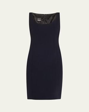 Akris Scoop Neck Wool Crepe Sheath Dress - Blue