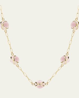 L. Klein Prisma 18K Paperclip Chain Necklace With Rose Quartz - Natural