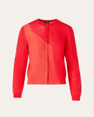Akris Crewneck Silk-Blend Cardigan - Red