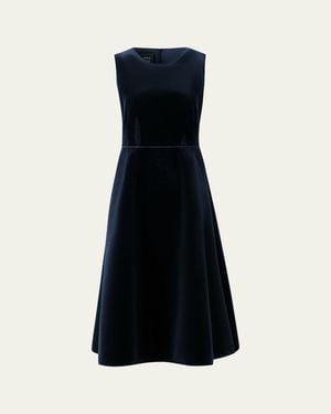 Akris Sleeveless Velvet Midi Cocktail Dress - Blue