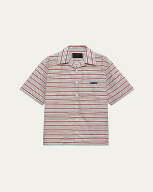 Prada Cotton And Silk Stripe Short-Sleeve Shirt - Multicolor