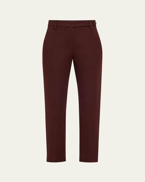 Brunello Cucinelli Cotton Twill Slim-Leg Ankle Pants - Red